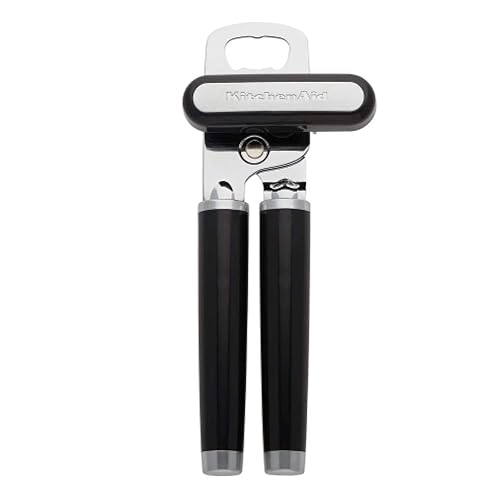 KitchenAid Classic Multifunction Can Opener and Bottle Opener Easy to Use, Razor Sharp Stainless Steel Cutting Wheel, Soft Ergonomic Handles, Black - Black - Can Opener