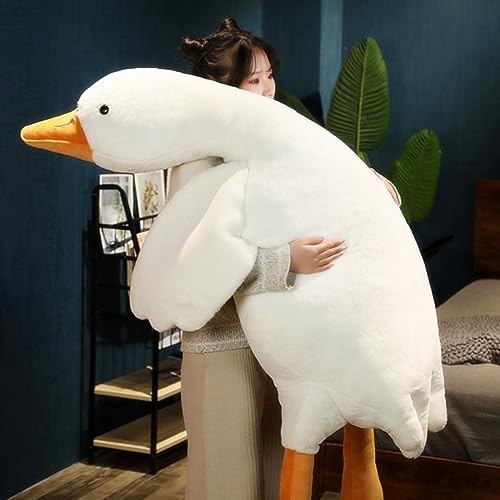 MUVLUS Goose Stuffed Animal Giant White Goose Plush Pillow,Cute Duck Toy Soft Hugging Swan Plush Pillow Gifts for Kids Adults (75in) - 51in