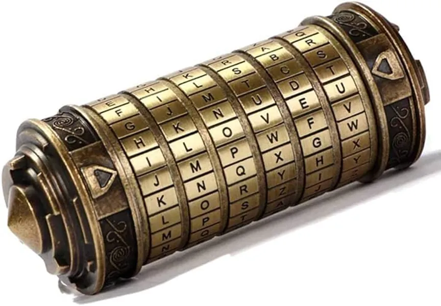 Cryptex Da Vinci Code Mini Cryptex Lock Puzzle Boxes with Hidden Compartments Anniversary Valentine's Day Romantic Birthday Gifts for Her Gifts for Girlfriend Box for Men - Brass