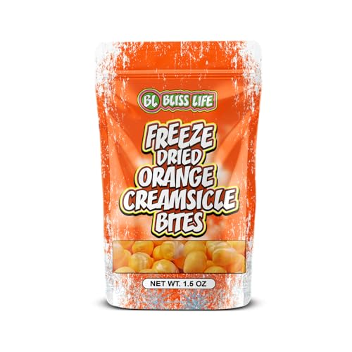 Bliss Life Freeze Dried Candy Bites – Strawberries & Cream, S'mores, Caramel Apple, Orange Creamsicle – Healthy Freeze-Dried Fruit Snacks – All-Natural, Gluten-Free, and Delicious Candy Alternatives Creamsicle, 1 Count) - Orange Creamsicle - 1 Count