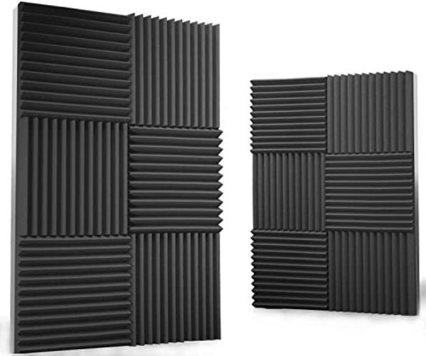 24 Pack Acoustic Panels 1 X 12 X 12 Inches - Acoustic Foam - Studio Foam Wedges - High Density Panels - Soundproof Wedges - Charcoal - 24 Charcoal