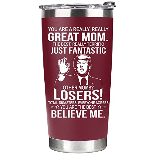 Mothers Day Gifts for Mom from Daughter, Son - Gifts for Mother Day from Daughter, Son - Mom Coffee Tumbler - Birthday Gifts for New Mom, Mom To Be, Mother In Law - Present for Mom - Mom Cup 20oz, Red - GREAT MOM