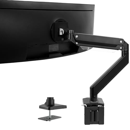 VIVO Premium Aluminum Heavy Duty Monitor Arm for Ultrawide Monitors up to 49 inches and 33 lbs, Single Desk Mount Stand, Pneumatic Height, Max VESA 100x100, Black, STAND-V101G1 - Standard - Non-USB
