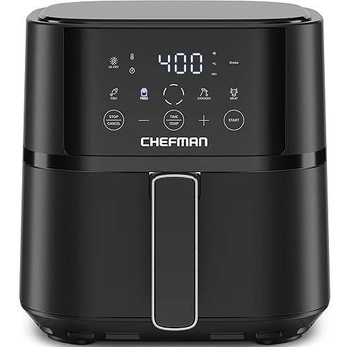 Chefman Air Fryer – 4 QT Compact Airfryer for Quick & Easy Meals in Minutes, Features Hi-Fry Technology for Extra Crisp, Touchscreen Controls with 4 Presets, Nonstick & Dishwasher Safe Basket - Black - 4 Quart - Black