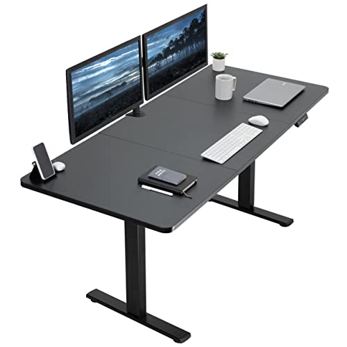 VIVO Electric Height Adjustable 71 x 30 inch Memory Stand Up Desk, Black Table Top, Black Frame, Standing Workstation with Preset Controller, 1B Series, DESK-KIT-1B7B - 71 x 30-inch - Black Top / Black Frame