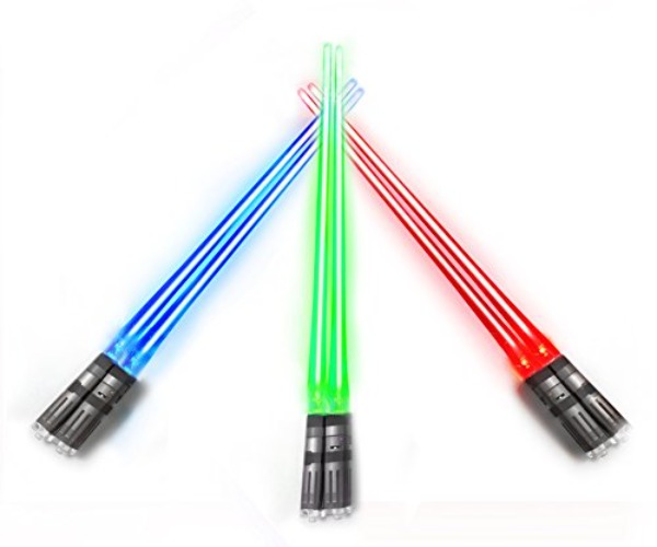 LightSaber Chopsticks Light Up Saber Led (3 Pairs, Red Green Blue) - 3 Pairs - Red Green Blue