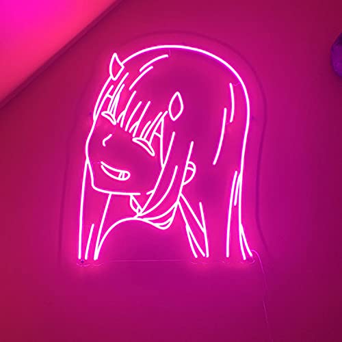 FARNEW Anime Zero Two Visual Neon Sign Light Art Wall Lights Neon Sign Wall Decorations for Beer Bar Club Bedroom Windows Glass Hotel Pub Cafe Birthday Party Gifts - frank