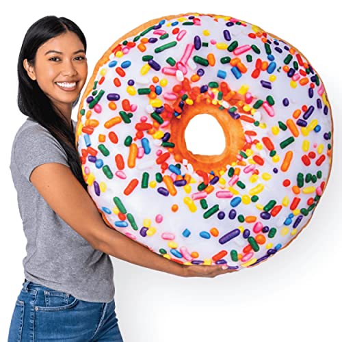 Much Comfort 31" 3D Sprinkle Donut Throw Pillow - Made with Super Soft & Ultra Premium Fabric - Cute, Comfortable, Plush Stuffed Doughnut Cake Cushion for Home Decor - Best Funny or Teen Gift - Large - Sprinkle Donut Pillow - Large