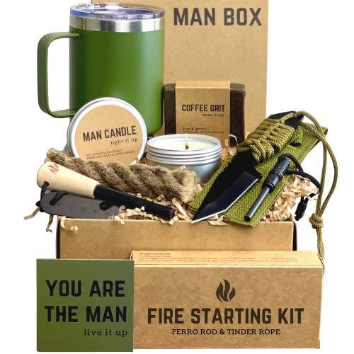 Gift Box for Men - Birthday Gifts, Gift Baskets, Unique Presents for Him - Camping Gift Sets for Guys, Son, Brother, Boyfriend, Dad, Husband, Friend