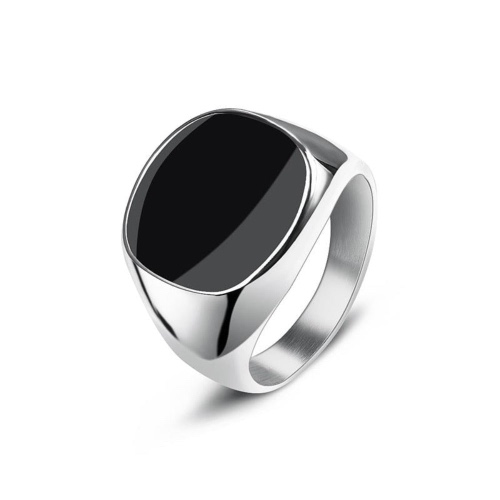 Mens Stainless Steel Signet Ring - Silver / 10