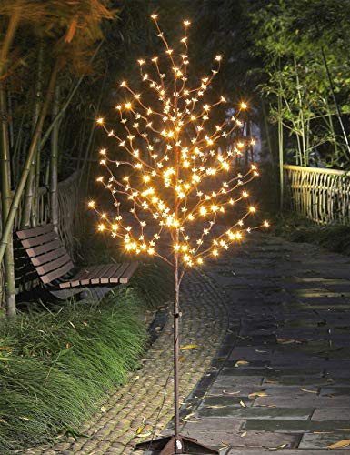 Lightshare 6.5FT 208 LED Cherry Blossom Tree, Lighted Artificial Tree for Decoration Inside and Outside, Home Patio Wedding Festival Christmas Decor - Warm White - 6.5FT