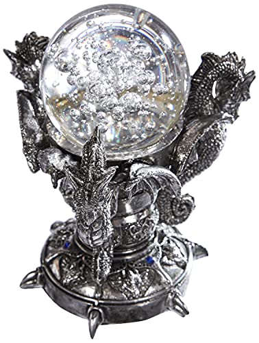 Design Toscano Dragons of Corfu Castle Gothic Decor Statue Globe Figurine, 5 Inch, Silver Chrome - Old World
