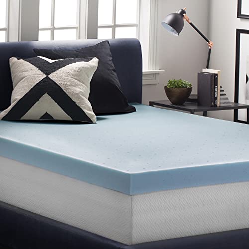 LUCID 4 Inch Gel Memory Foam Mattress Topper-Ventilated Design-Ultra Plush-King, Blue - King - Topper Only