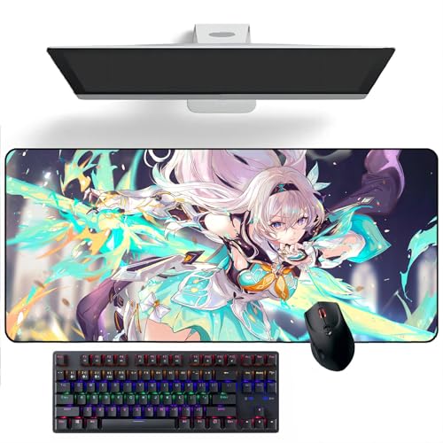 ZEKYGPP Anime Mouse pad Honkai: Star Rail Firefly Anime Desk Mat Keyboard Mat Large Mouse Pads Rubber Mouse Mats, 400mm*900mm*3mm - A - 400mm*900mm*3mm