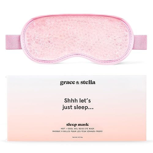 Hot & Cold Gel Bead Eye Mask/Sleep Mask - Reusable, Microwavable & Freezable Eye Compress Gel Mask with Adjustable Strap - Sleep Mask for Puffy & Tired Eyes By Grace And Stella
