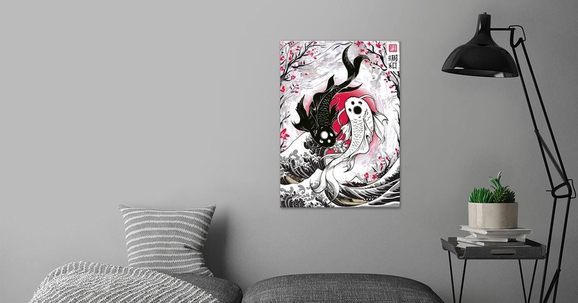 'Great wave koi yin yang' Poster by Simon Darren | Displate