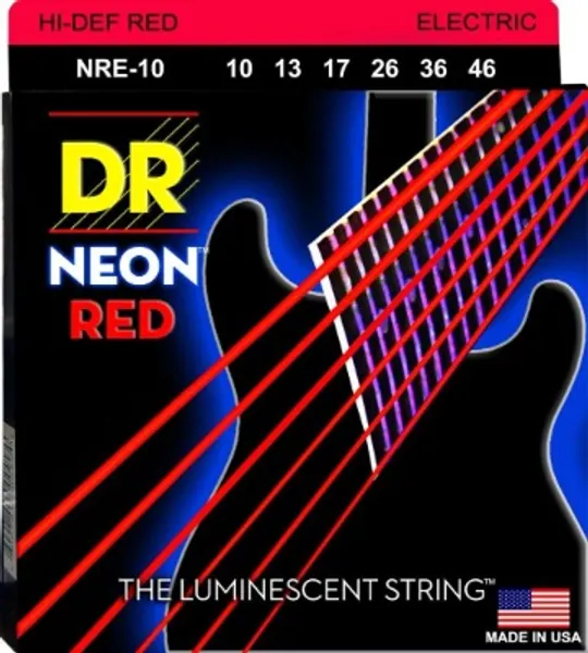 DR Strings Hi-Def NEON Red Coated Medium (10-46) Electric Guitar Strings