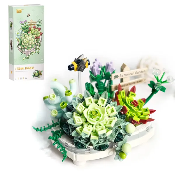 BOUN Bonsai Baum Sukkulenten Baustein, Blumen Baustein DIY Blumenstrauß Set für Erwachsene, 389 Klemmbausteine