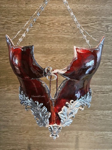 Blood Red Armour Resin Mermaid Corset Bra Top Cosplay Costume Patent-Protected | One Size-Chest Circumference 80cm-92cm(31.5 inches to 36.2 inches)