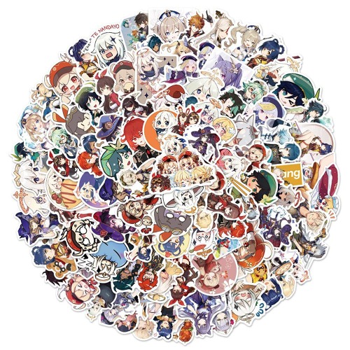 [100 pezzi] QYZHIZ adesivi misti Genshin Impact Game Sticker, adesivi colorati impermeabili per laptop, bottiglia d'acqua, computer, skate, telefono, bicicletta, chitarra.