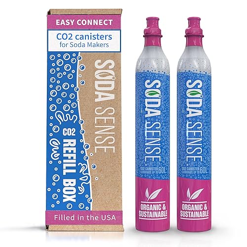 Soda Sense 60L Easy Connect CO2 2 Pack Canister Refill, Compatible w/SodaStream Quick Connect Soda Makers Only [ART, TERRA & DUO] - Easy Connect - 2 Pack