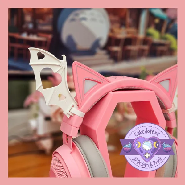 Heart Batwings Headphones Attachments, gaming wings, cute accessories, gamer Cosplay Streaming Accessories, streamer gift