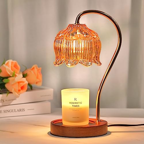 Dimmable Flower Candle Warmer Lamp with Timer, Vintage Candle Lamp Warmer, Unique Birthday Gifts for Women Her, Mom Gifts Idea, Amber Lamp Candle Warmer for Jar Candles, Vintage Home Decor for Bedroom - A1-Flower