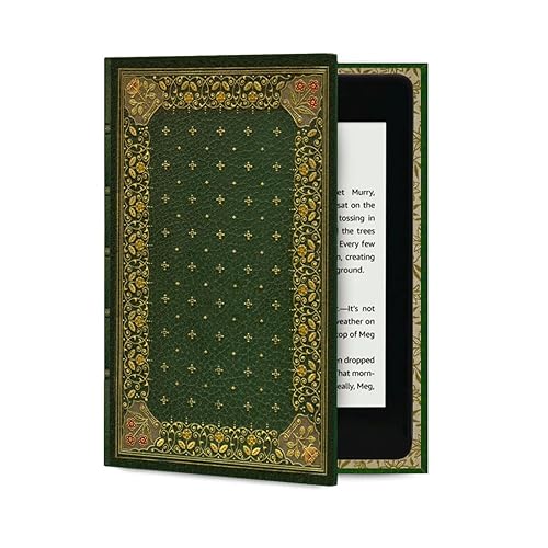 Universal Book Cover for eReader Devices with 6 to 6.8 Inch Screen or 7.5 to 5.1 Inches in Size. Works with kobo, Nook, Kindle, Kindle Paperwhite, Sony, storytel and More. - Ornate Green
