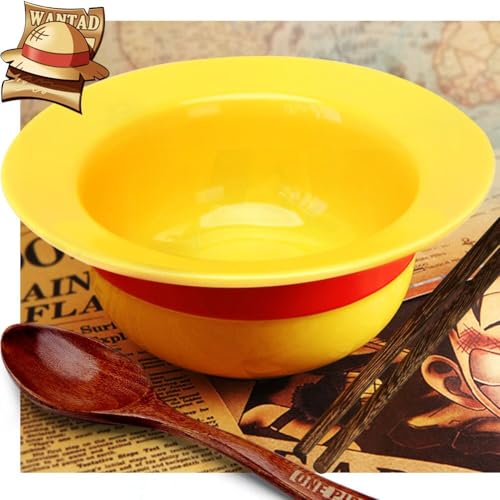 shiningsoul ONEPIECE Ceramic LUFFYs Straw Hat Ramen Bowl Set Anime, Nice Thick Ceramic Perfect Size for Ramen Cereal Salad with Spoon & Chopsticks, Onepiece Merchandise/Birthday Gift - Straw Hat Bowl Set - Hat Bowl