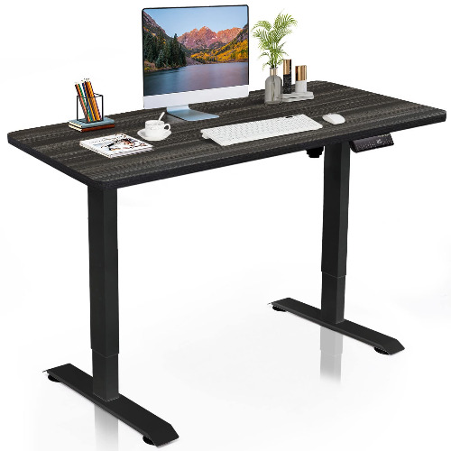 Skrivbord elektriskt höjdjusterbart – skydda din ländrygg – höjdjusterbart skrivbordsbyggsats (svart ställ+ 140 x 60 cm svart bordsskiva) - 140 x 60 cm - K - svart + svart