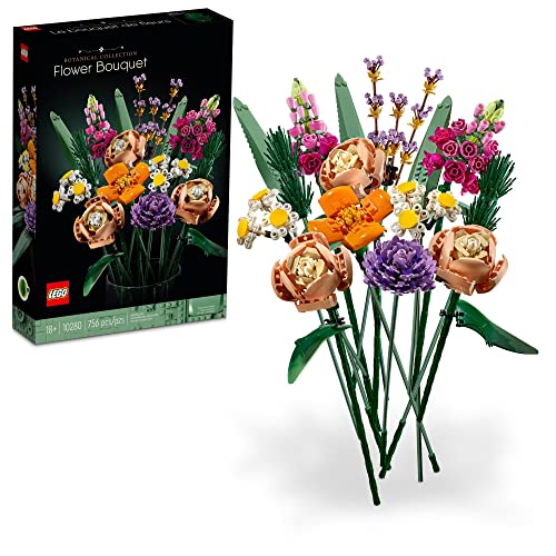 LEGO Icons Flower Bouquet Building Decoration Set - Artificial Flowers with Roses, Decorative Home Accessories, Gift for Him and Her, Botanical Collection and Table Art for Adults 10280