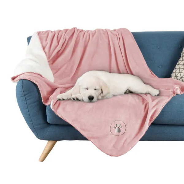 PETMAKER Waterproof Pet Blanket Collection – Reversible Pink Throw Protects Couch, Car, Bed from Spills, Stains, or Fur Â– Dog and Cat Blankets (50x60) - Large Pink