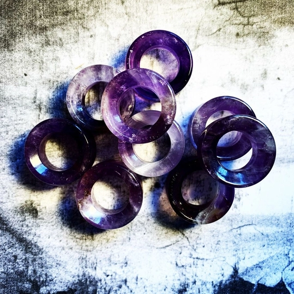 Amethyst Stone Tunnels | Double Flare | 5mm-25mm | 1 Pair |
