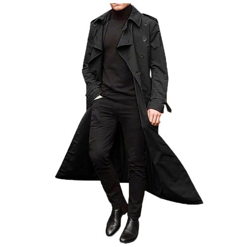 LOIJMK Trench Coat Men's Long, Funky Windbreaker Coat Windproof Men's Windbreaker Long Sleeve Outdoor Jacket Outwear Trendy Winter Coat Fashion Windbreaker Jackets for Men Transitional Jacket