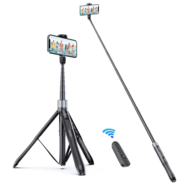 ATUMTEK 60" Selfie Stick Tripod, All in One Extendable Phone Tripod Stand with Bluetooth Remote 360° Rotation for iPhone and Android Phone Selfies, Video Recording, Vlogging, Live Streaming, Black