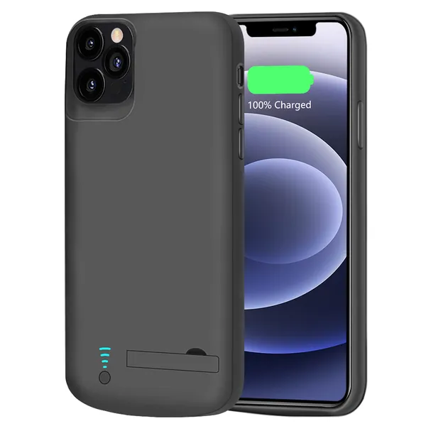 RUNSY Battery Case for iPhone 12 Pro Max, 6000mAh Rechargeable Extended Battery Charging Charger Case, Add 100% Extra Juice, Support Wire Headphones (6.7 inch)