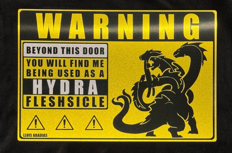 Warning: Hydra Metal Sign (NSFW) | Metal Sign (silver yellow) / 4x6