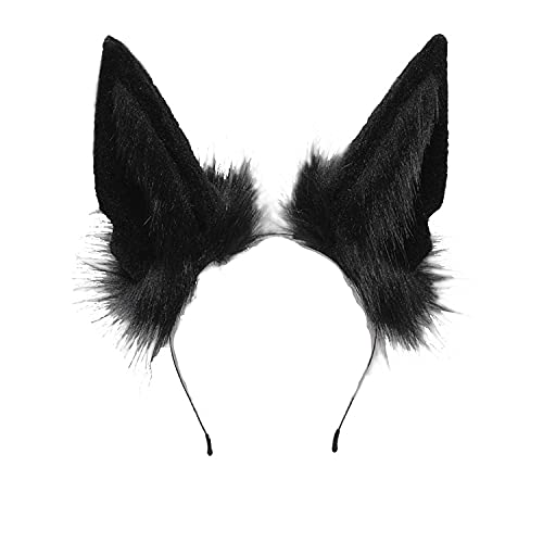 Faylay Dog Ear Women Faux Fur Headband Cosplay Headwear Animal Ears - Hlh