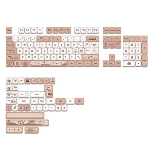 Yunzii Meow Meow Coffee 141 Key MOA Profile Dye Sub PBT Keycap Set | Default Title
