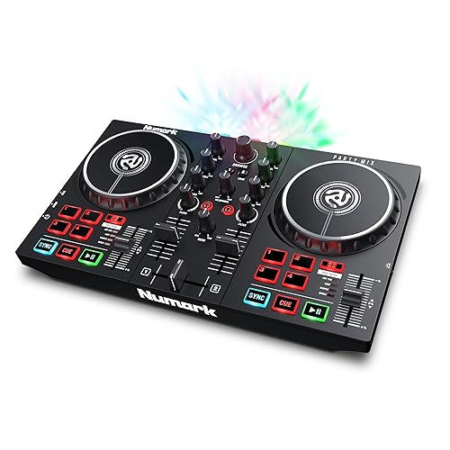 Numark Party Mix II - DJ Controller with Party Lights, DJ Set with 2 Decks, DJ Mixer, Audio Interface and USB Connectivity + Serato DJ Lite - with Party Lights - DJ Controller Only