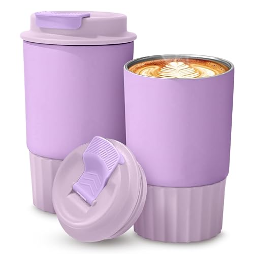 12 OZ Insulated Travel Coffee Mugs with Lid Purple