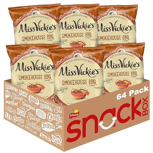 Miss Vickie's Kettle Cooked Potato Chips, Smokehouse BBQ Flavored , 1.375 Ounce (Pack of 64) - 64ct Smokehouse BBQ