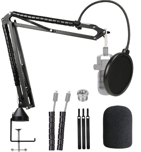 Rode Podmic Stand with Microphone Windscreen and Dual Layered Mic Pop Filter for Rode PodMic Podcasting Microphone by YOUSHARES