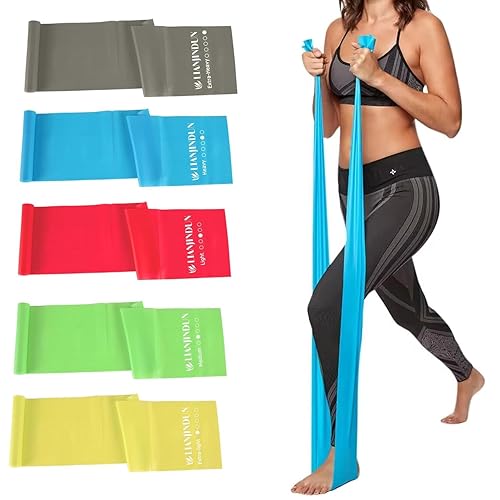 5 Pcs Professional Resistance Bands. Latex-Free, Elastic Band, Work Out Bands, Stretch Bands for Working Out Women or Men, Exercise Bands Set for Physical Therapy, Yoga, Pilates - 4.9FT - 5 Colour Set