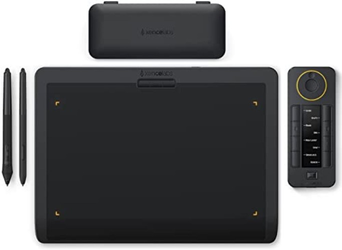 XENCELABS Grafiktablett für Profi Kreative, Wireless Zeichentablett mit Quick Keys Short-Cut, 2 Stiften 8192 Druckstufen, Aufbewahrungstasche, 12" Drahtloses Stifttablett für PC Windows, Mac, Linux - Schwarz