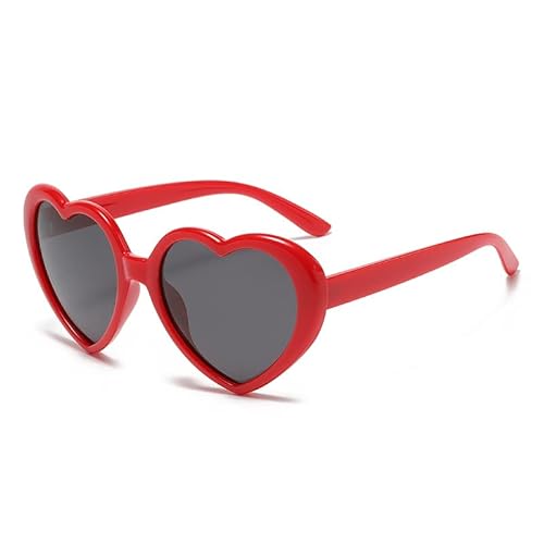 FADXIN Polarized Heart Shaped Sunglasses Oversized Vintage Fashion Love Eyeglasses Party Shopping Favors - Red