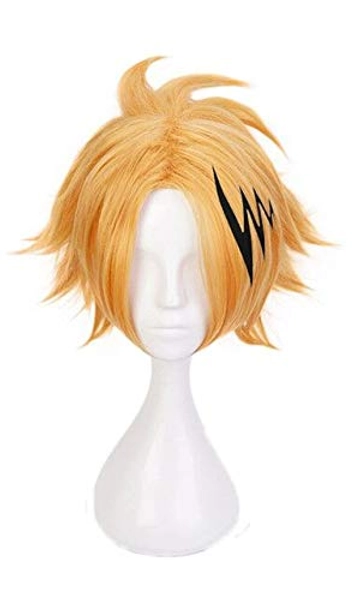 PWEINCY MHA BNHA Denki Kaminari Cosplay Wig with Lightning Bolt Clip Accessories for Women