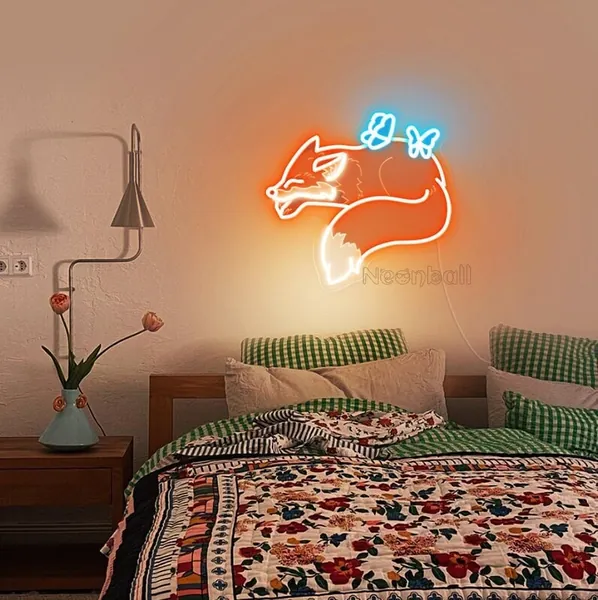 Custom Fox Neon Sign, Fox Led Sign, Fox Wall Decor, Fox Wall Art, Bedroom decor sign, Art Neon Sign