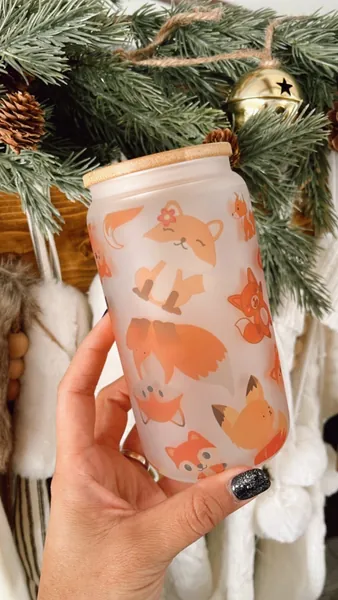 Fox Glass Cup, Fox Collector Cup, Glass Beer Can Cup, Coke Can Cup, 16oz Glass Cup