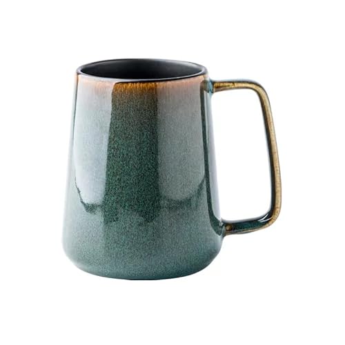 KELINGO Large 24 OZ/700ml Ceramic Coffee Mugs with Golden Handle, Extra Big Jumbo Tea Cup Mug for Office and Home, Gift and Present - Green